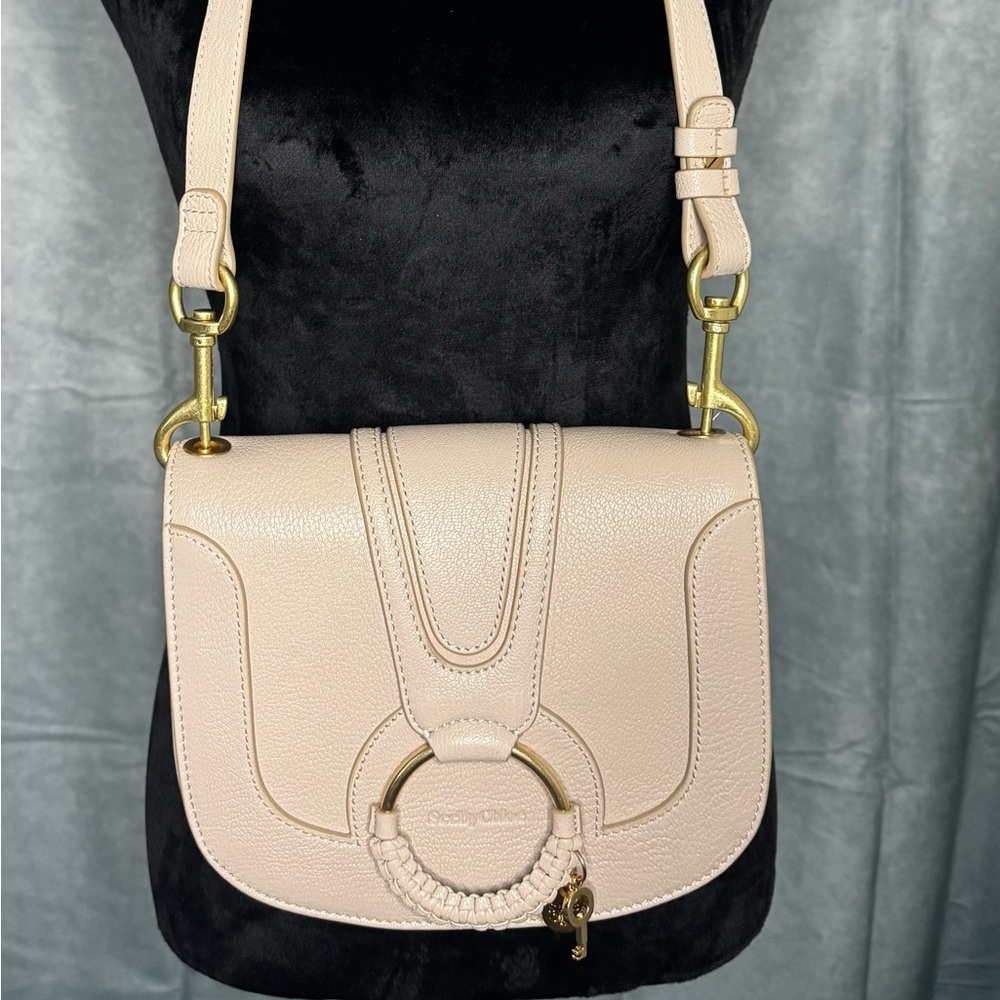 Cream Crossbody Bag with Gold Hardware and Adjustable Strap
